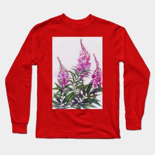 Willowherb watercolour painting Long Sleeve T-Shirt